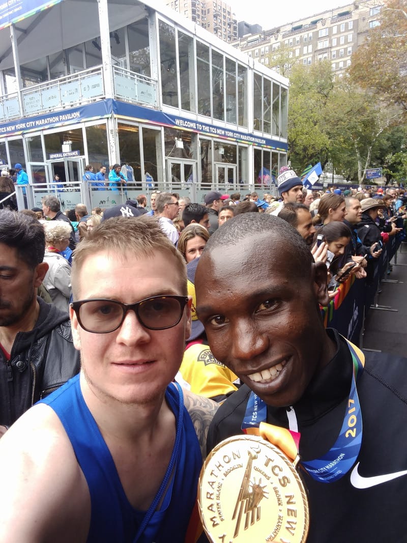 A selfie with Geoffery Kamworor