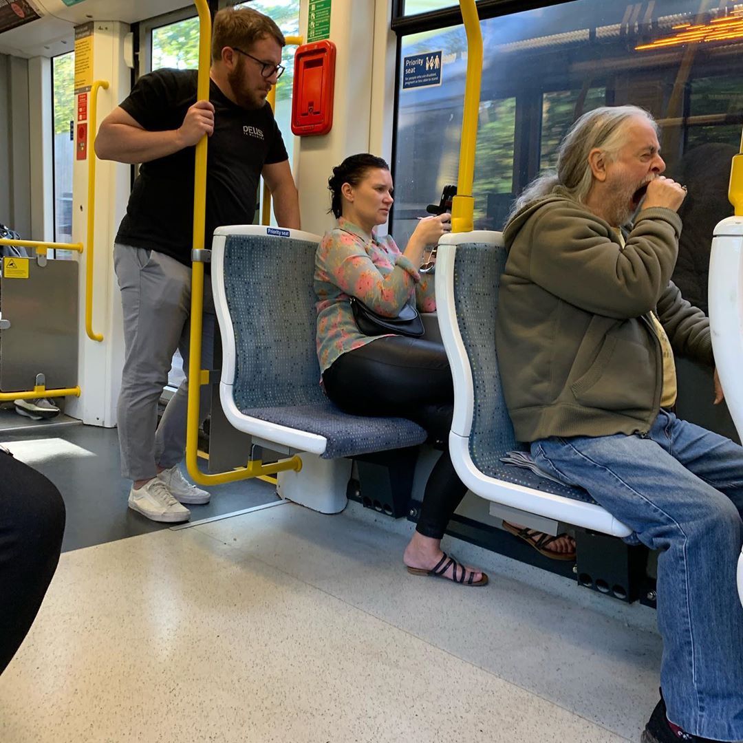 Let me complete the circle of privacy invasion by taking this photo of this man who 100% doesn’t know this woman unashamedly looking at whatever she is doing