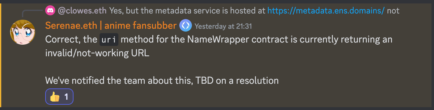 Implementing metadata on the SubnameWrapper
