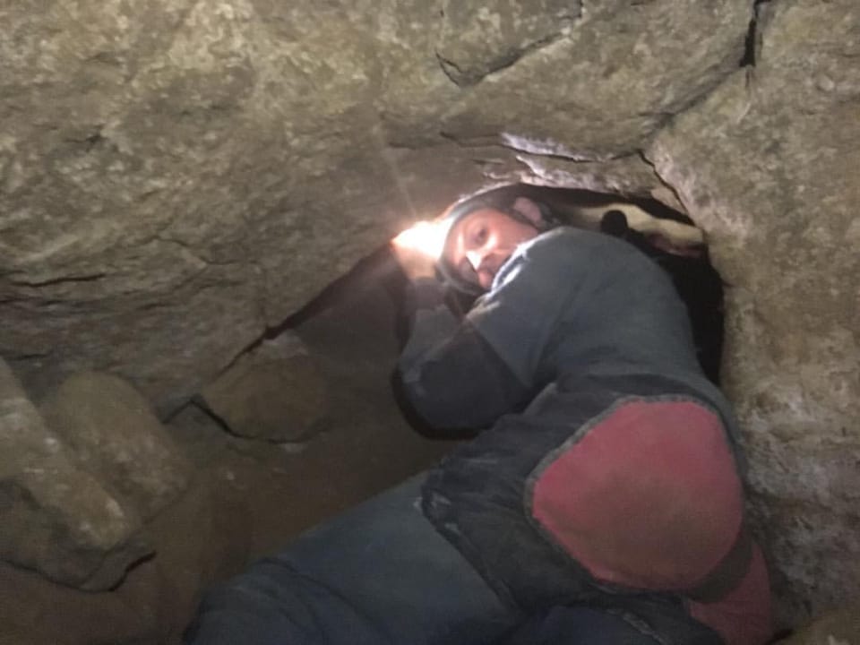 Deep in a cave