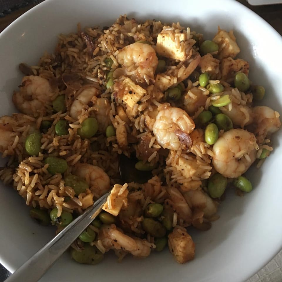 Cajun prawn rice stir fry thing