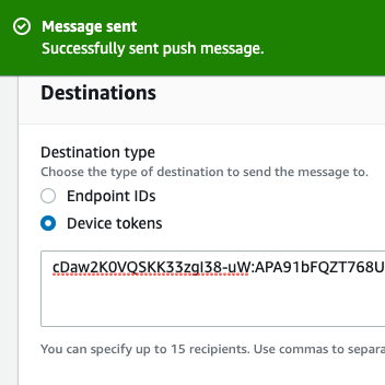 Amazon Pinpoint for push notifications on Android. Unregistered or expired token.